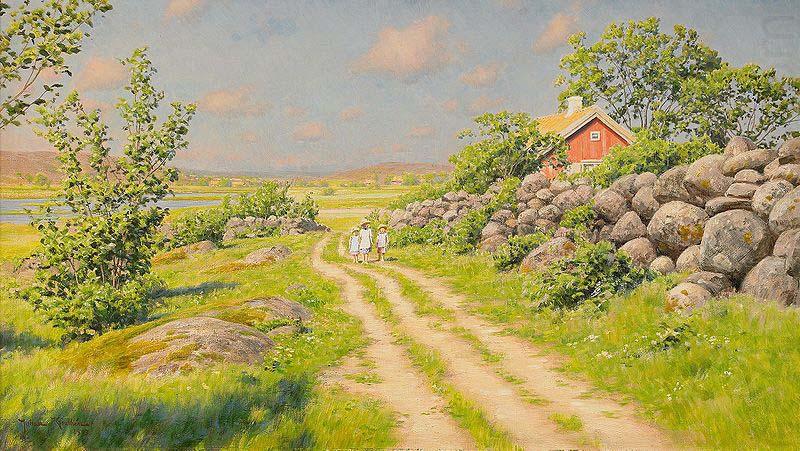 johan krouthen Sommarlandskap med vandrande barn china oil painting image